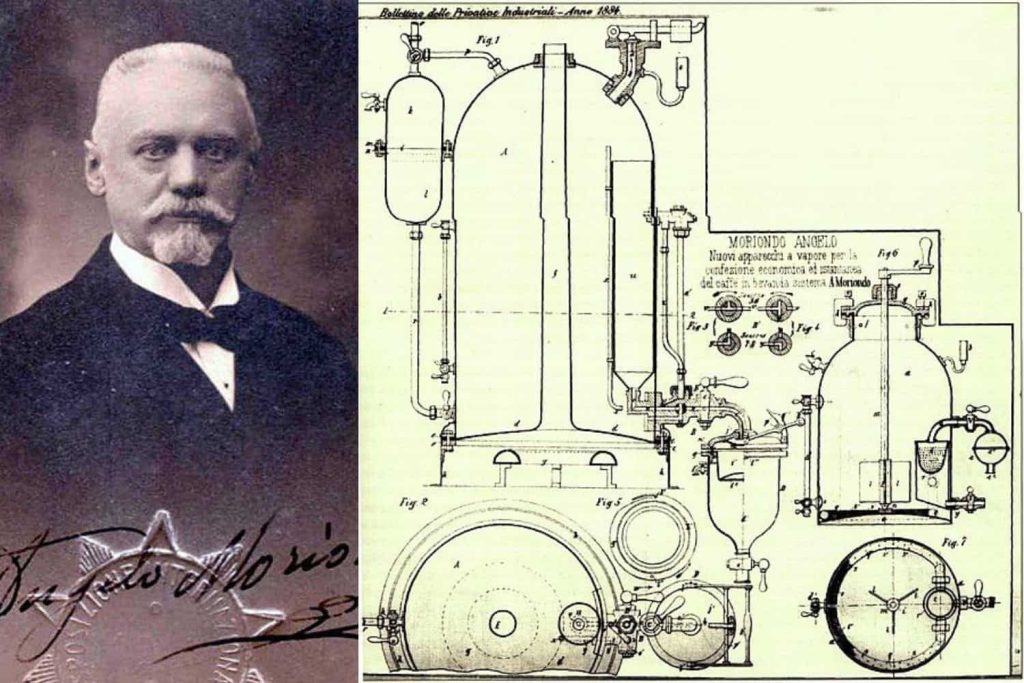 representação da máquina de café de Angelo Moriondo