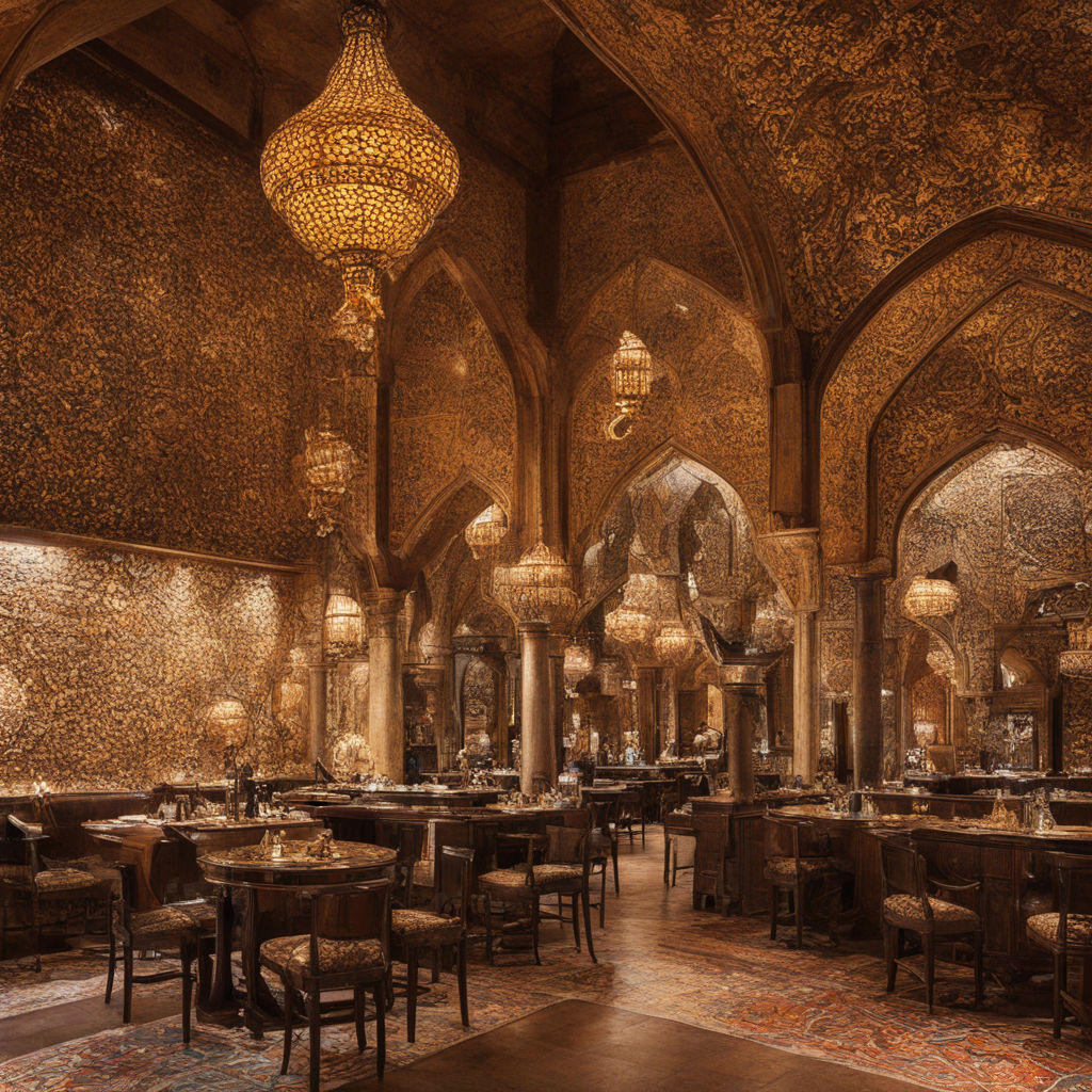 interior de cafeteria árabe conhecida como “qahveh khaneh”