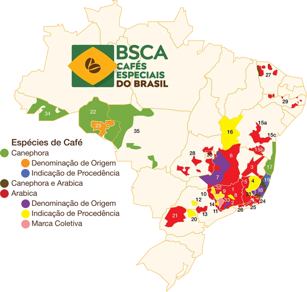 mapa do Brasil com a representação dos terroirs