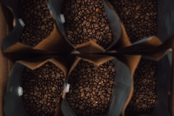 sacos de café em grãos